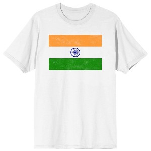Indian flag on White Ground Adult Crew Neck Short Sleeve T-shirt - 4XLB - 1 of 4