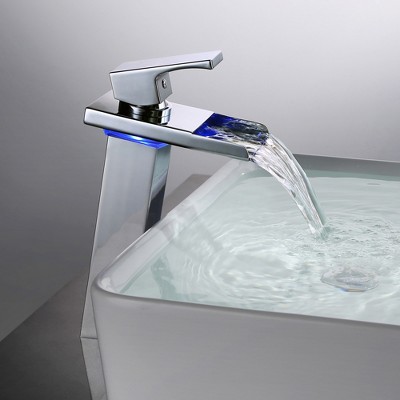 Chrome LED Waterfall Single Handle Bathroom Faucet