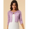 Allegra K Women's Elegant 3/4 Sleeve Sheer Floral Lace Cropped Bolero Shrugs - 2 of 4