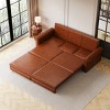 93"Pull Out Sofa Couch Bed Sofa King Size 3 In 1 Convertible Sleeper Sofa Bed Faux Leather Chesterfield Sofa With Nailhead Trim &Rolled Arm-Cuddlewood - 3 of 4