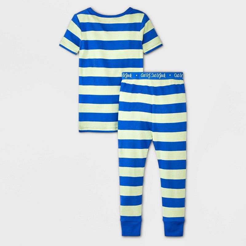 Toddler Boys' 4pc Dinos & Striped Pajama Set - Cat & Jack™ Blue, 3 of 5