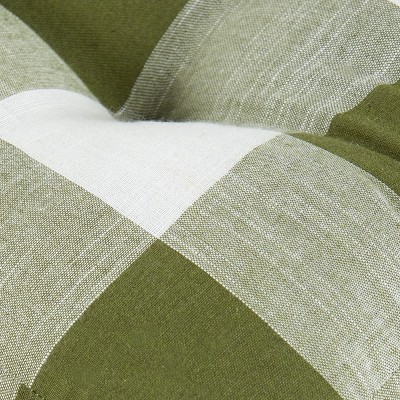 Olive Green Buffalo Check Polyester Bench Cushion