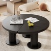 Lyngins 39.4" Cream Coffee Table with Petal-Shaped Circular Top & Sturdy Chunky Legs, Minimalist Irregular Tea Table with Sleek Round Edges - 2 of 4