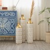 Grungis  Gold & White Metal Flower Vase Set of 3,Textured Cylinder Decorative Vases  for Glam Home Decor (23.6"/27.5"/31.5" Tall),Gold+White - 2 of 4