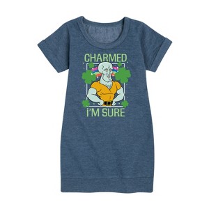 - SpongeBob Squarepants - Charmed I'm Sure Graphic Short Sleeve Fleece Dress - 1 of 4