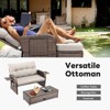 Patio Rattan Daybed Set with Cushioned Loveseat and Ottoman, Outdoor Double Chaise Lounger with 4-Level Adjustable Backrest and Retractable Side Trays - 4 of 4
