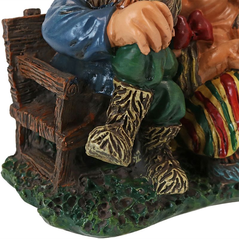 Sunnydaze Al and Anita on Bench Indoor/Outdoor Lightweight Resin Garden Gnome Couple Outdoor Lawn Statue - 8" H, 4 of 8