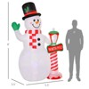 SEVOBAL Inflatable Holiday Decorations 8ft Christmas Snowman with North Pole Sign, Front Yard Holiday Decoration for Garden, White, 10.2"*5.1"*12.6" - 3 of 4
