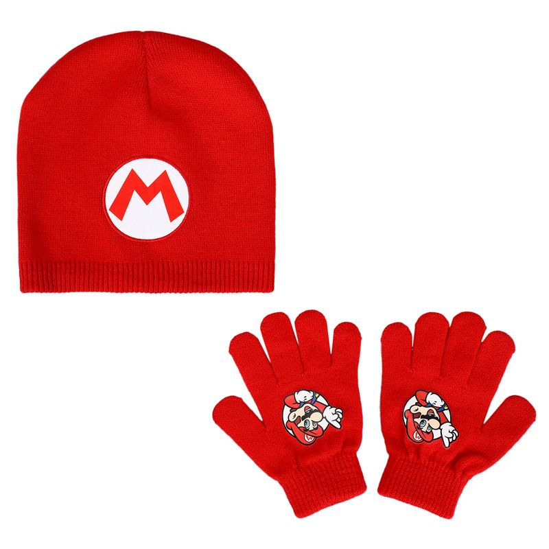 Super Mario Brothers Mario & Luigi Youth 2-Pack Beanie And Glove Set for Kids, 2 of 7