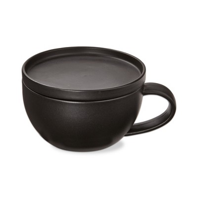 TAG Logan Collection Stoneware Soup Mug with Lid Black 24 oz.