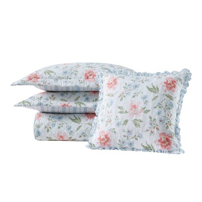 Emilie Pink Floral Cotton Twin Quilt Set