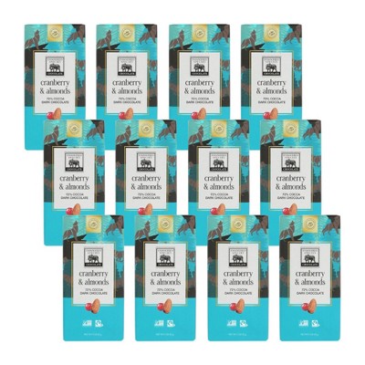 Endangered Species Chocolate Cranberry and Almonds 72% Cocoa Dark Chocolate Bar - Case of 12/3 oz