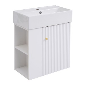 NicBex 21.6" Bathroom Vanity with Sink, Floating Vanity, Bathroom Cabinet Storage with 2 Spacious Drawers and 2 Open Shelf for Bathroom - 1 of 4