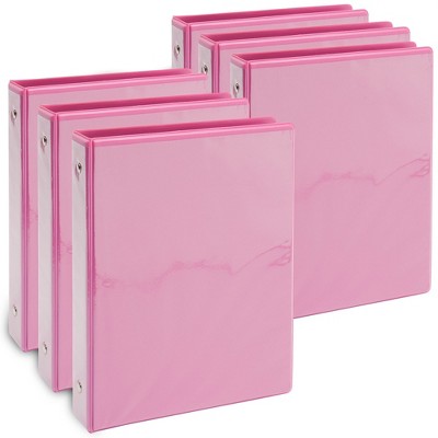 Paper Junkie 6 Pack Mini Pink 3 Ring Binder for 5.5 x 8.5-Inch Paper, 1-Inch Round Rings, School and Office Supplies