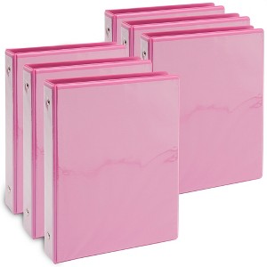 Paper Junkie 6 Pack Mini Pink 3 Ring Binder for 5.5 x 8.5-Inch Paper, 1-Inch Round Rings, School and Office Supplies - 1 of 4