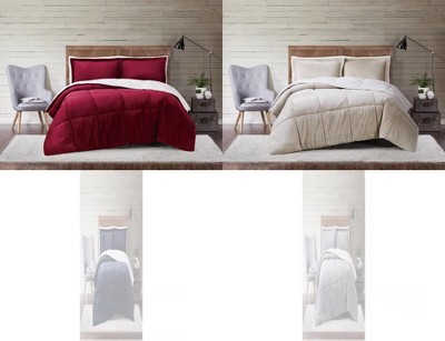 Indigo Twin Reversible Microfiber Comforter Set with Sherpa