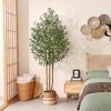 DR.Planzen 5-7FT Artificial Olive Tree with Real Wood Trunks & Triple-Stem Design in White Planter, Lifelike Faux Tree Plant for Indoor Outdoor Decor - 3 of 4