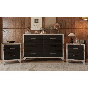 Okak Elegant High Gloss 6-Drawer Bedroom Dressers with Metal Handle, Mirrored Storage Cabinet,Chest of Drawers for Living Room,Entryway - 1 of 4