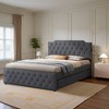 Dovelina Upholstered Platform Bed with Twin Size Trundle and 1 sets of USB , with Remote control Intelligence LED Lights with APP, Linen Fabric, Dark Grey - 2 of 4