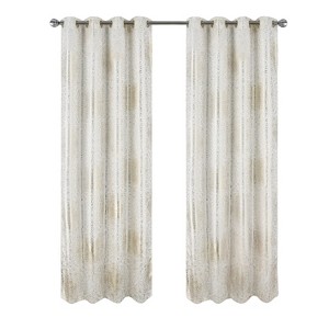 RT Designers Collection Helena Halo Foil Blackout Polyester Window Curtain Grommet Panel 52" x 84" White - 1 of 4