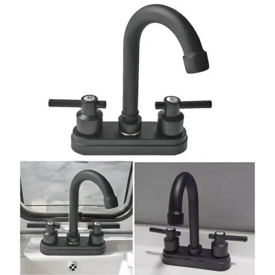 LunaLulinlk Black bathroom faucet, suitable for 2 or 3 mounting holes, basin hot and cold mixer tap
