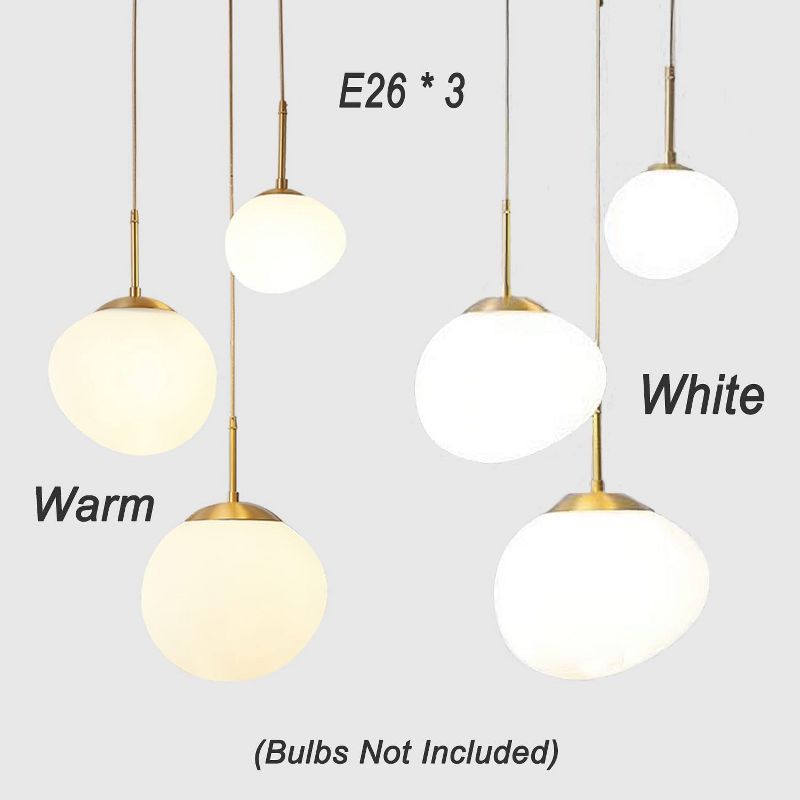 HOMLUX Modern 3-Light White Simple Chandelier Kitchen Island Light Adjustable for Dining Room&Living Room E26 Bulb(without light source), 4 of 8