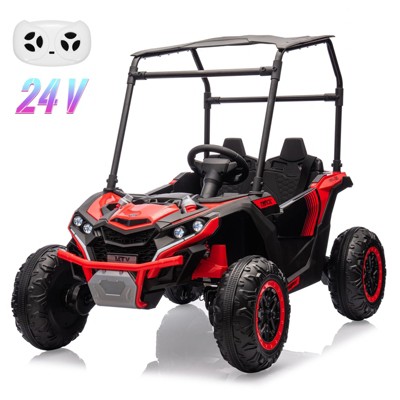 Garvee 24V 2-Seater Ride On UTV for Kids with Remote Control, LED Lights, Bluetooth, Sun Shade, Off-Road Wheels, Ride On Car for Boys Girls