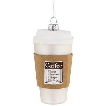Northlight 4" X-Large Coffee To Go Glass Christmas Ornament
