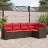 vidaXL 5 Piece Patio Sofa Set with Cushions Brown Poly Rattan - 2 of 4