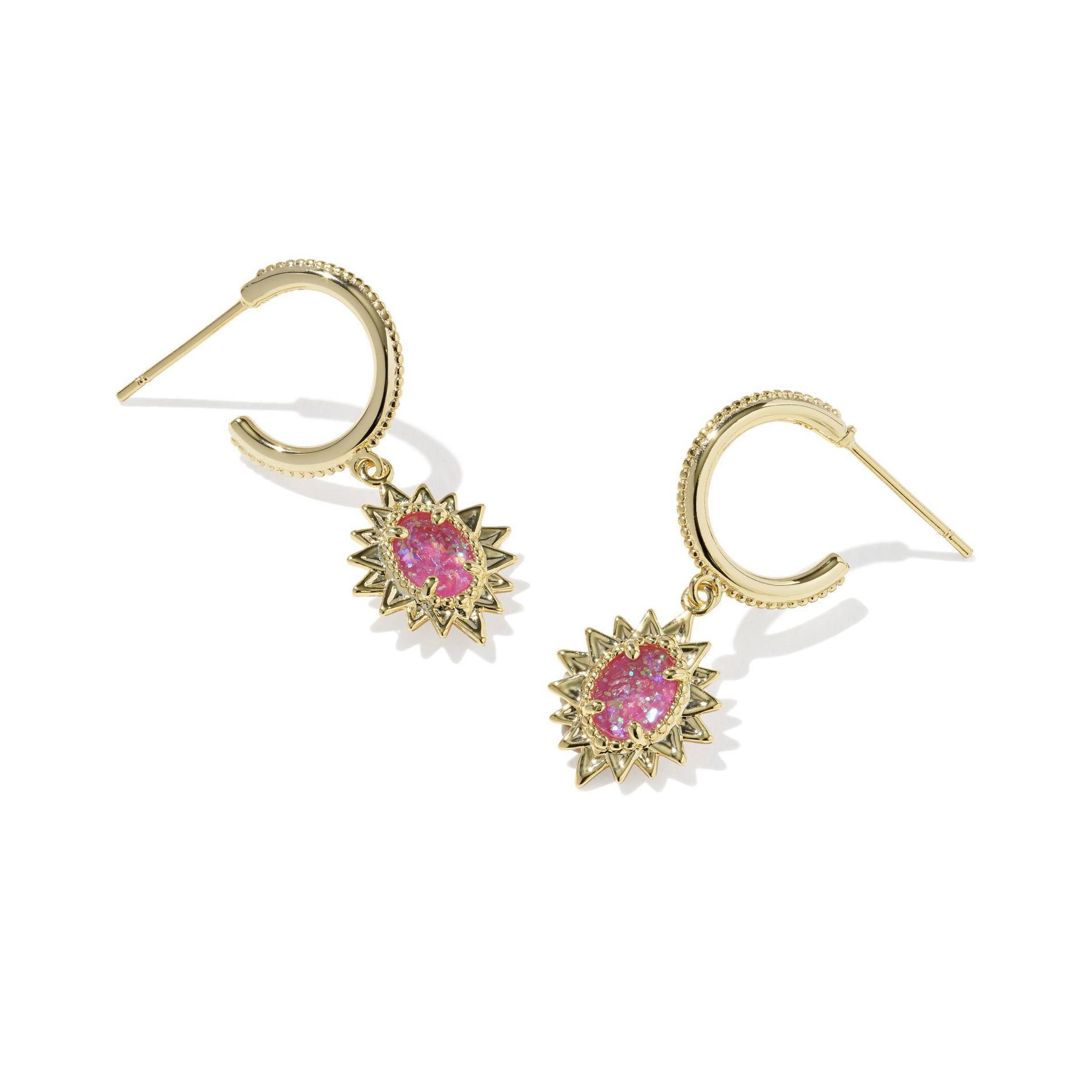 Kendra Scott Solana Huggie Earrings - Fuchsia Glitter Glass One Size