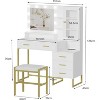 Bedroom Dressing Table with Mirror and Lamp, 3 Colours, Wooden Dressing Table with Charging Stand, 5 Drawers and Open Storage Shelf, Black - 4 of 4