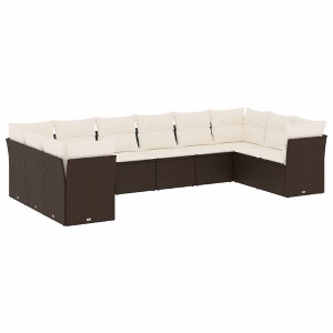 vidaXL Garden Sofa Set Brown, Cream White - 1 of 4