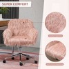 Faux Fur Desk Chair, Swivel Vanity Chair with Adjustable Height and Wheels for Office, Bedroom - 4 of 4