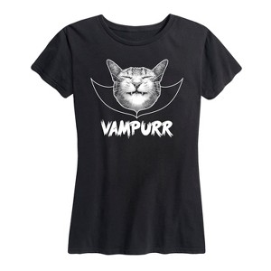 Women's - Instant Message - Halloween Vampire Cat Vapurr Short Sleeve Graphic T-Shirt - 1 of 4