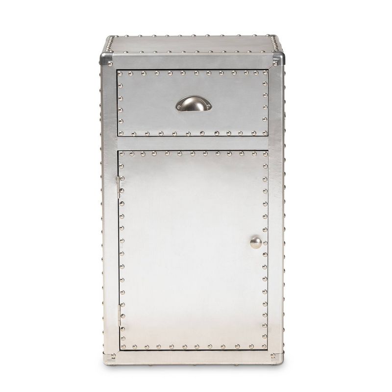 Serge Metal 1 Door Accent Storage Cabinet Silver - Baxton Studio, 4 of 13