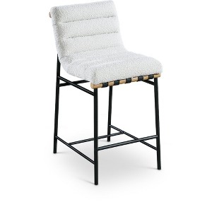 Meridian Furniture,Burke Cream Boucle Fabric Counter Stool - 1 of 4