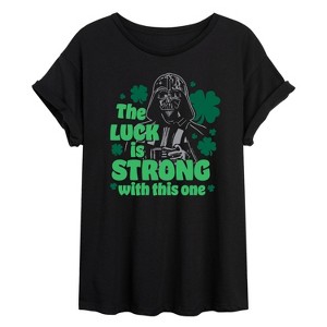 Women's - Star Wars - Luck Is Strong Oversized Graphic T-Shirt - 1 of 4