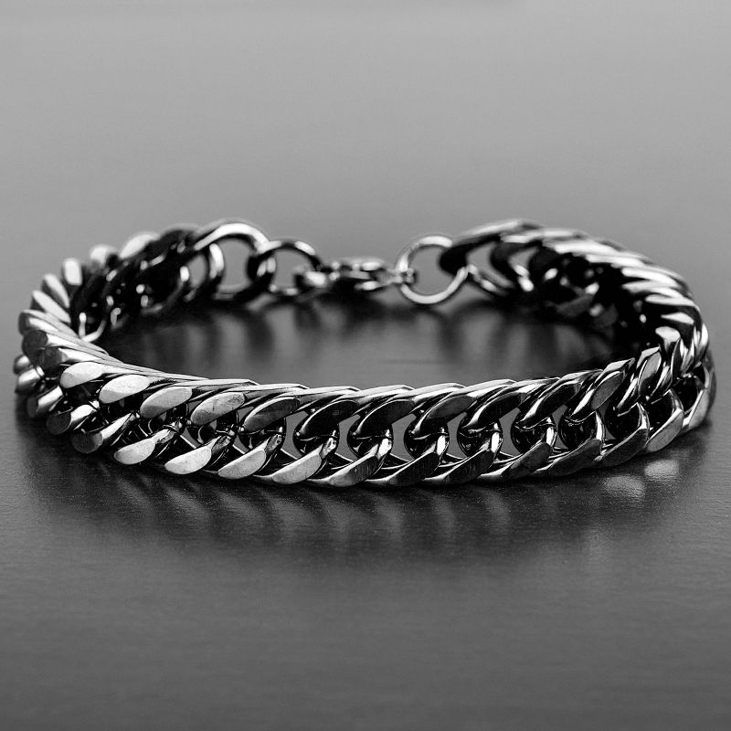 Men's West Coast Jewelry Blackplated Stainless Steel 8-Inch Curb Link Chain Bracelet, 3 of 4