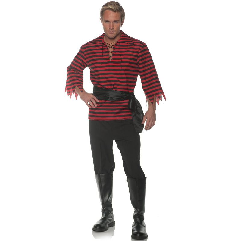 Underwraps Striped Pirate Men's Costume (Black/Red), 1 of 2