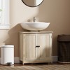 HOMCOM Under Sink Bathroom Cabinet with 2 Doors and Shelf, Pedestal Sink Bathroom Vanity Furniture, Weathered Gray Oak - 3 of 4