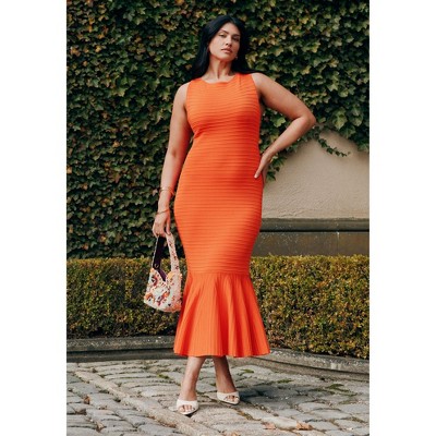 ELOQUII Women's Plus Size Ruffle Hem Dress