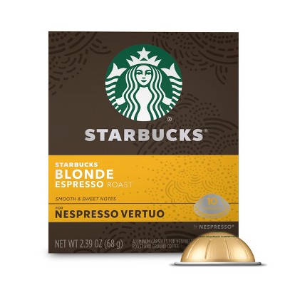 Starbucks Coffee Capsules for Nespresso Vertuo Machines &#8212; Blonde Espresso Roast &#8212; 1 box (10 espresso pods)