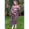 Pinkblush Brown Floral V-Neck Bubble Sleeve Maternity Maxi Dress - 4 of 4