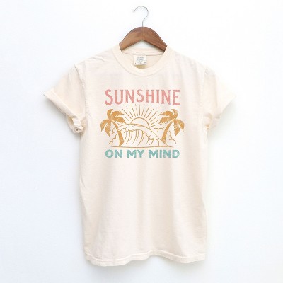 Simply Sage Market Women's Sunshine On My Mind Palm Trees Short Sleeve Garment Dyed Tee