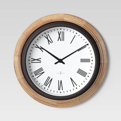 16" Warm Wood Wall Clock Brown - Threshold™