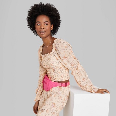 smocked floral top