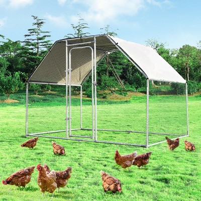 Costway Large Walk In Chicken Coop Run House Shade Cage 9.5' x 6.5' with Roof Cover