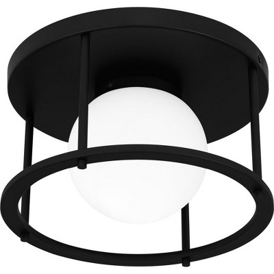 Matte Black Glass 10" Modern Flush Mount Light
