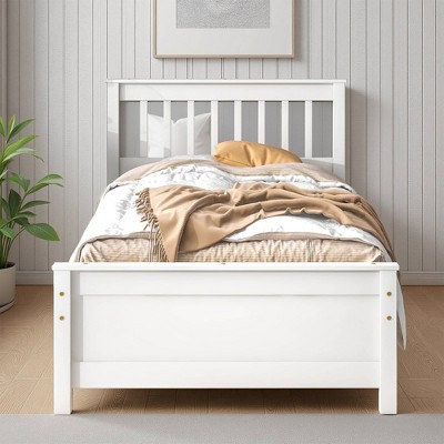 Dovelina Twin Bed with Headboard and Footboard for Kids, Teens, Adults,with a Nightstand, White