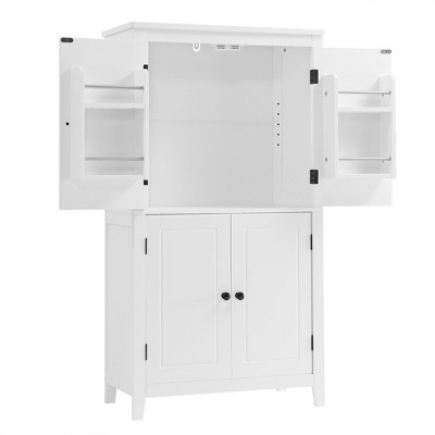 NicBex 43.3 Inch Tall Bathroom Storage Cabinet,Large Storage Cabinet with 4 Doors and Adjustable Shelves